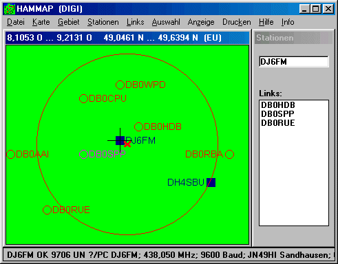 HAMMAP Kartenausschnitt mit GPS-Position